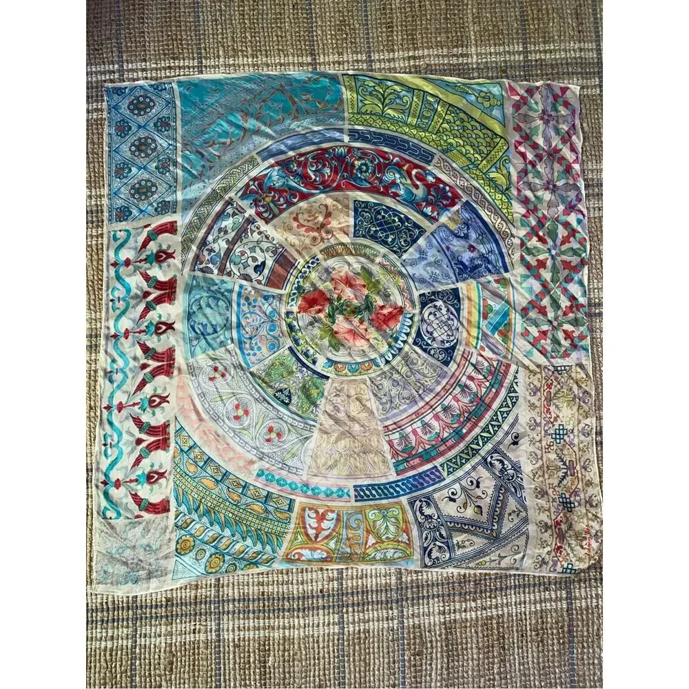 Johnny Was $160 Celestin Large Silk 43” Square Scarf EUC